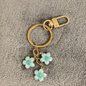 Gold and Blue Floral Keychain